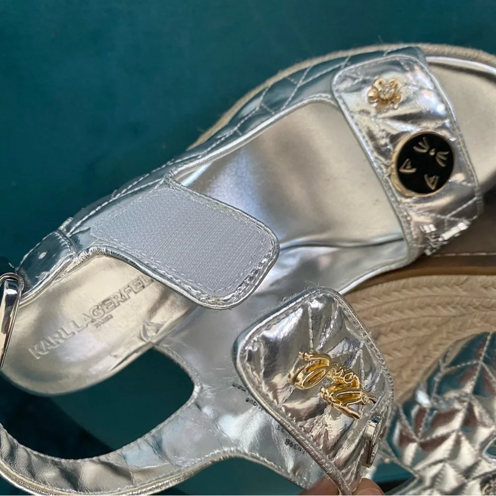 KARL LAGERFELD SILVER ESPADRILLES